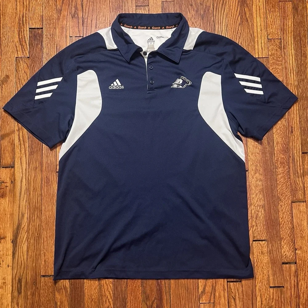 Adidas Akron Zips ClimaLite Scorch Men's Navy Golf Polo Shirt Size Large